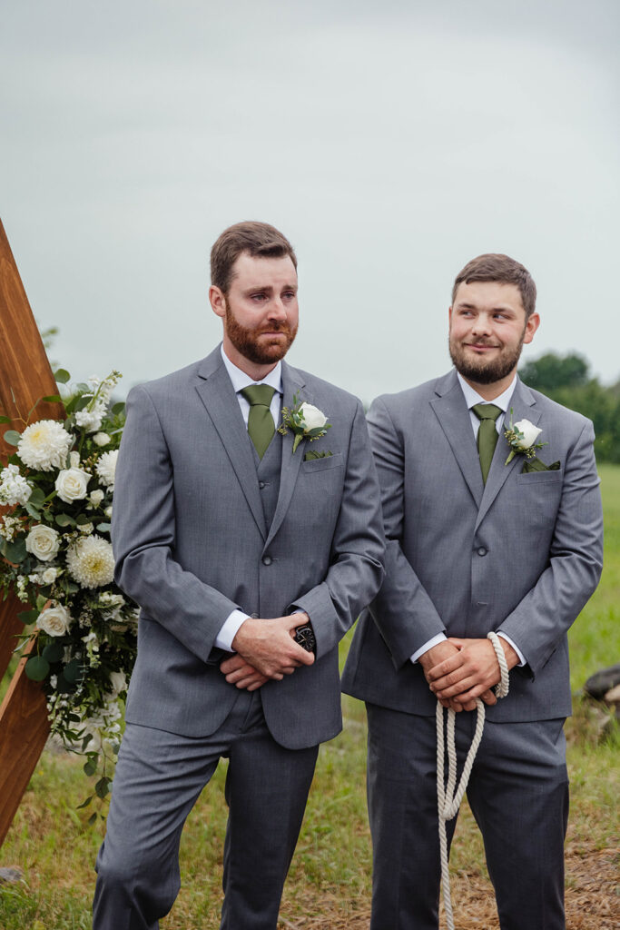 Groom crying at Homestead 1880 in Ottawa, ON.
