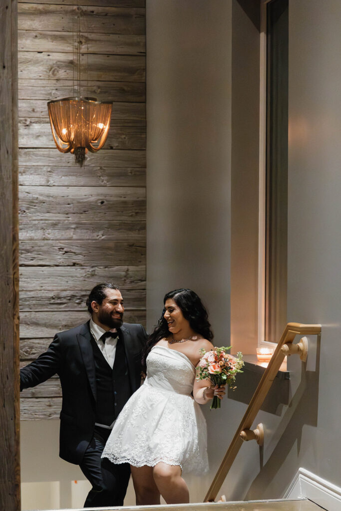 Indoor groom & bride portraits at Le Belvedere in Wakefield, QC. 