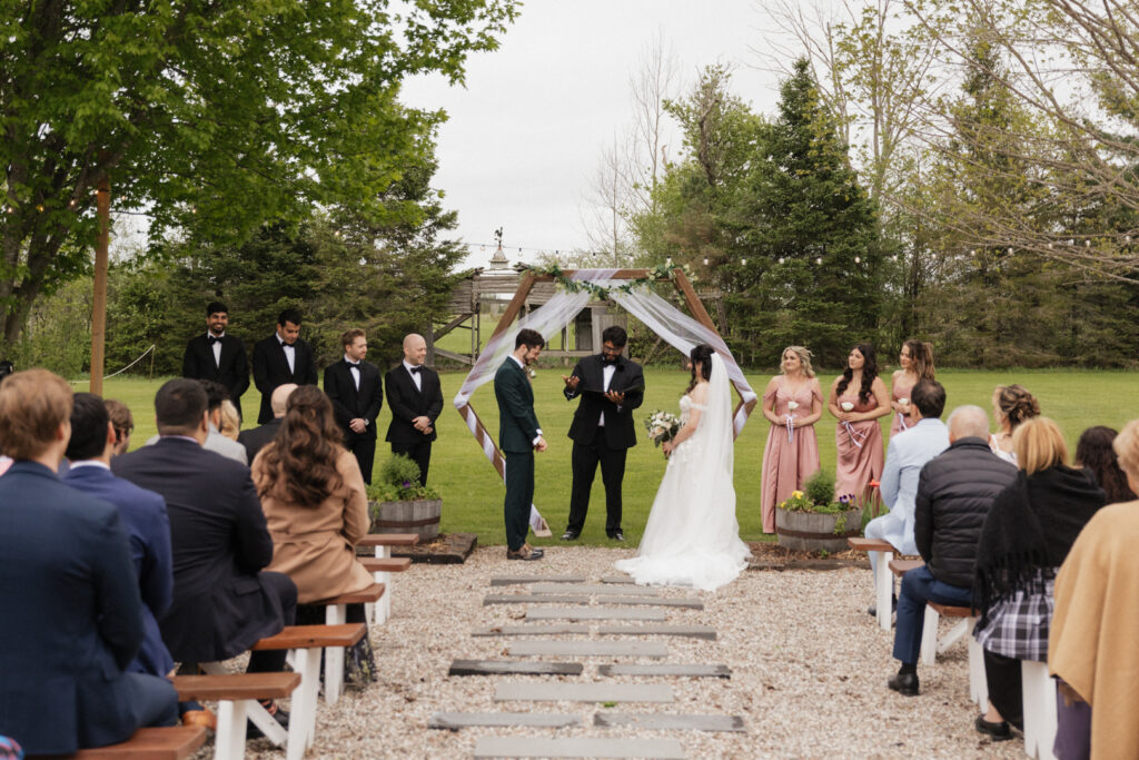 Wedding ceremony at the Herb Garden in Almonte, ON